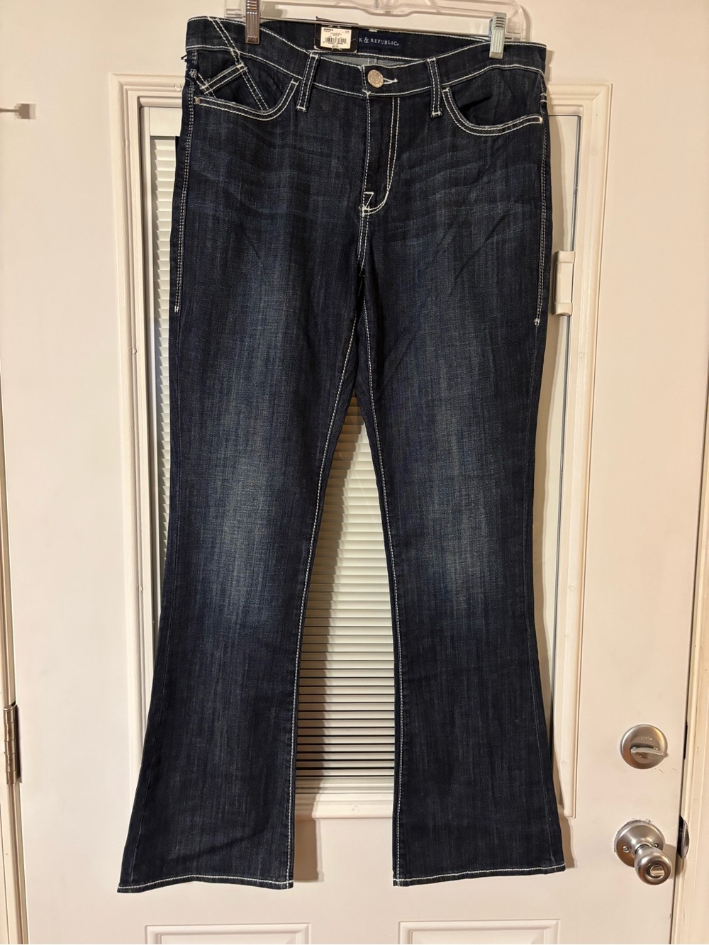 Rock & Republic Dark Blue Kasandra  Jeans with Contrast Stitching